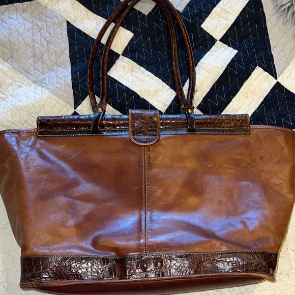 Large vintage Brahmin tote leather satchel - Picture 3 of 14